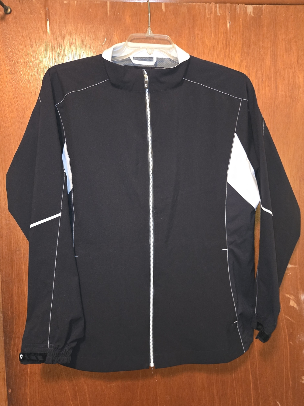FOOTJOY Womens Waterproof Windproof Full Zip Jacket Black White Golf Size XL